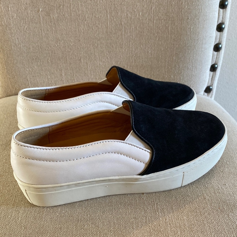 Bing Xu Chinese Designer Leather Slip On Sneakers Black White Size 4-5 (36)